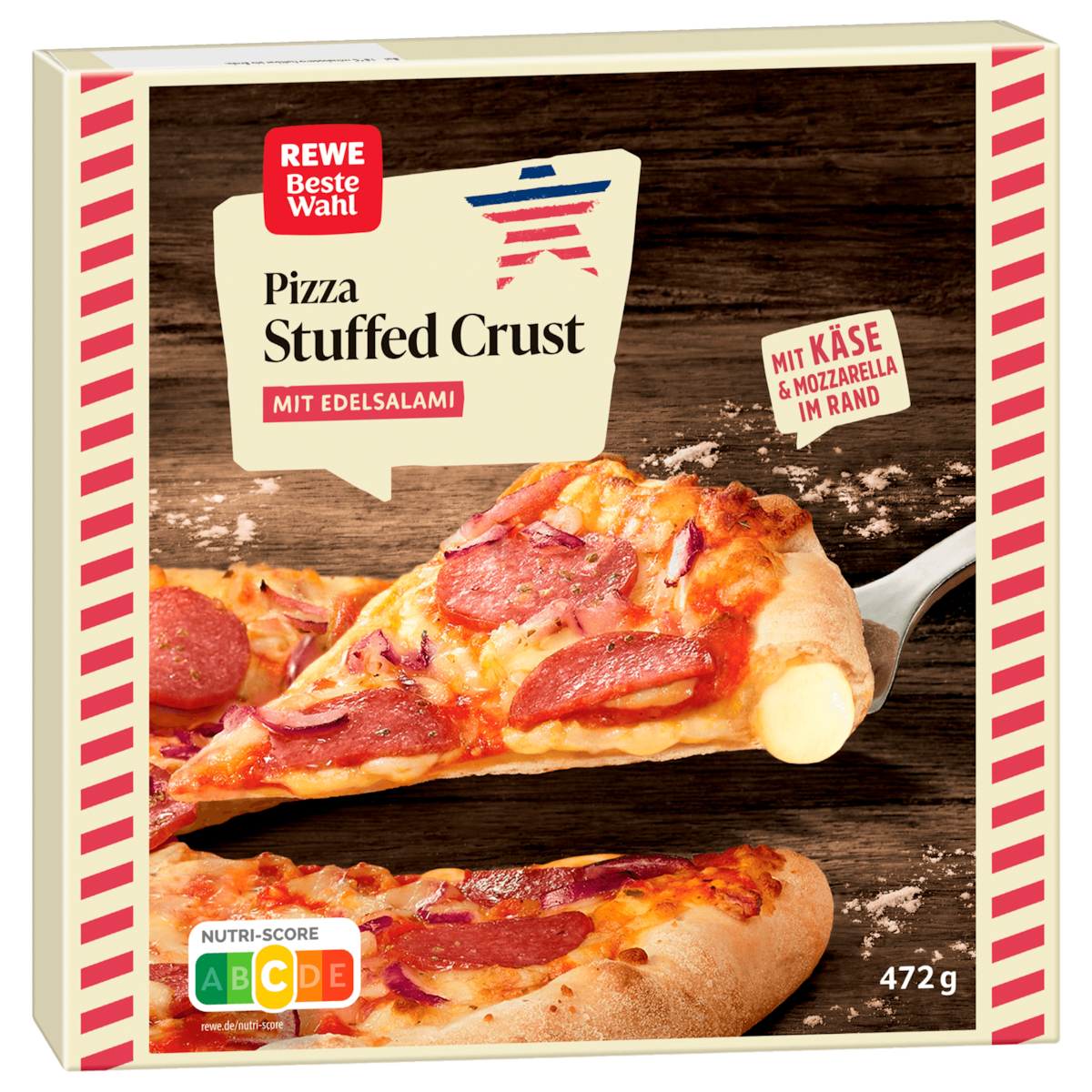 REWE Stuffed Crust Pizza Salami 472g