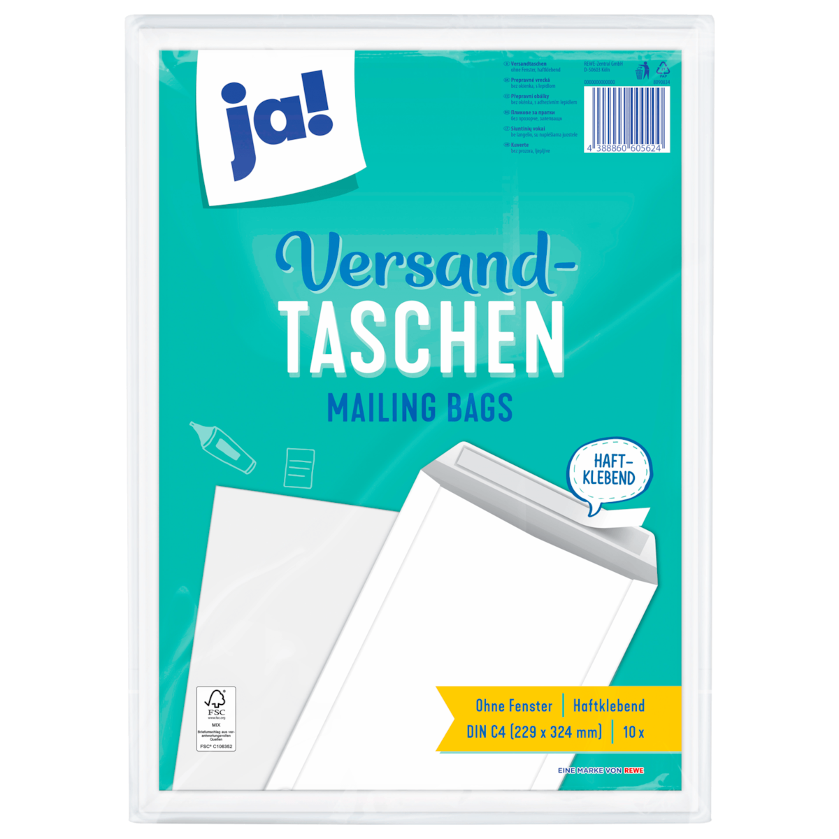 ja! Versandtaschen DIN C4 ohne Fenster 10 Stück