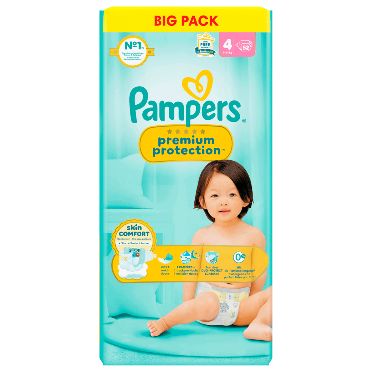 Pampers Premium Protection Windeln Gr.4 9-14kg 52 Stück