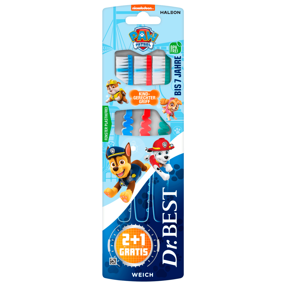 Dr. Best Zahnbürste Milchzahn Paw Patrol bis 7 Jahre weich 2+1 Stück