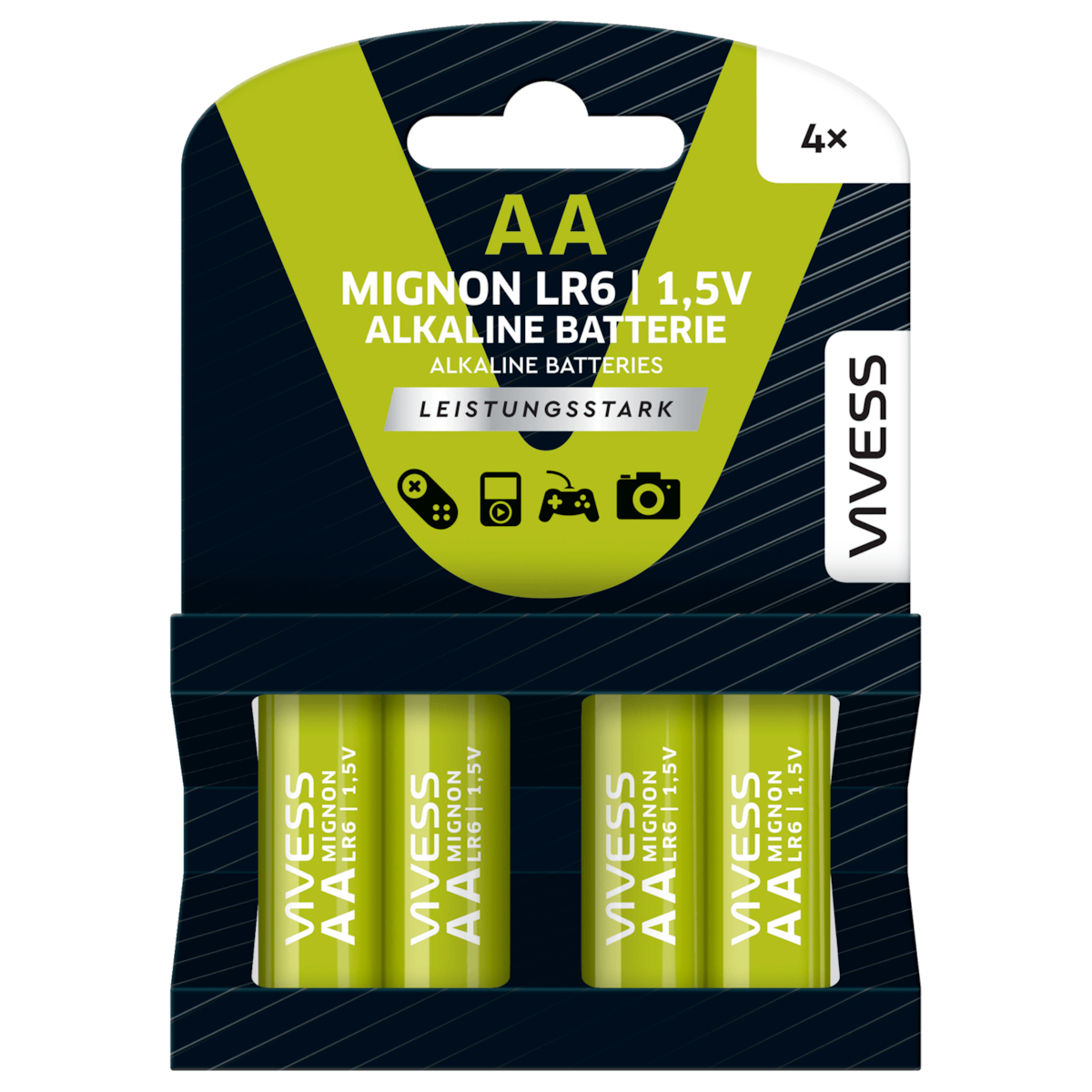 Vivess Mignon LR6 AA 1,5V Batterien 4 Stück