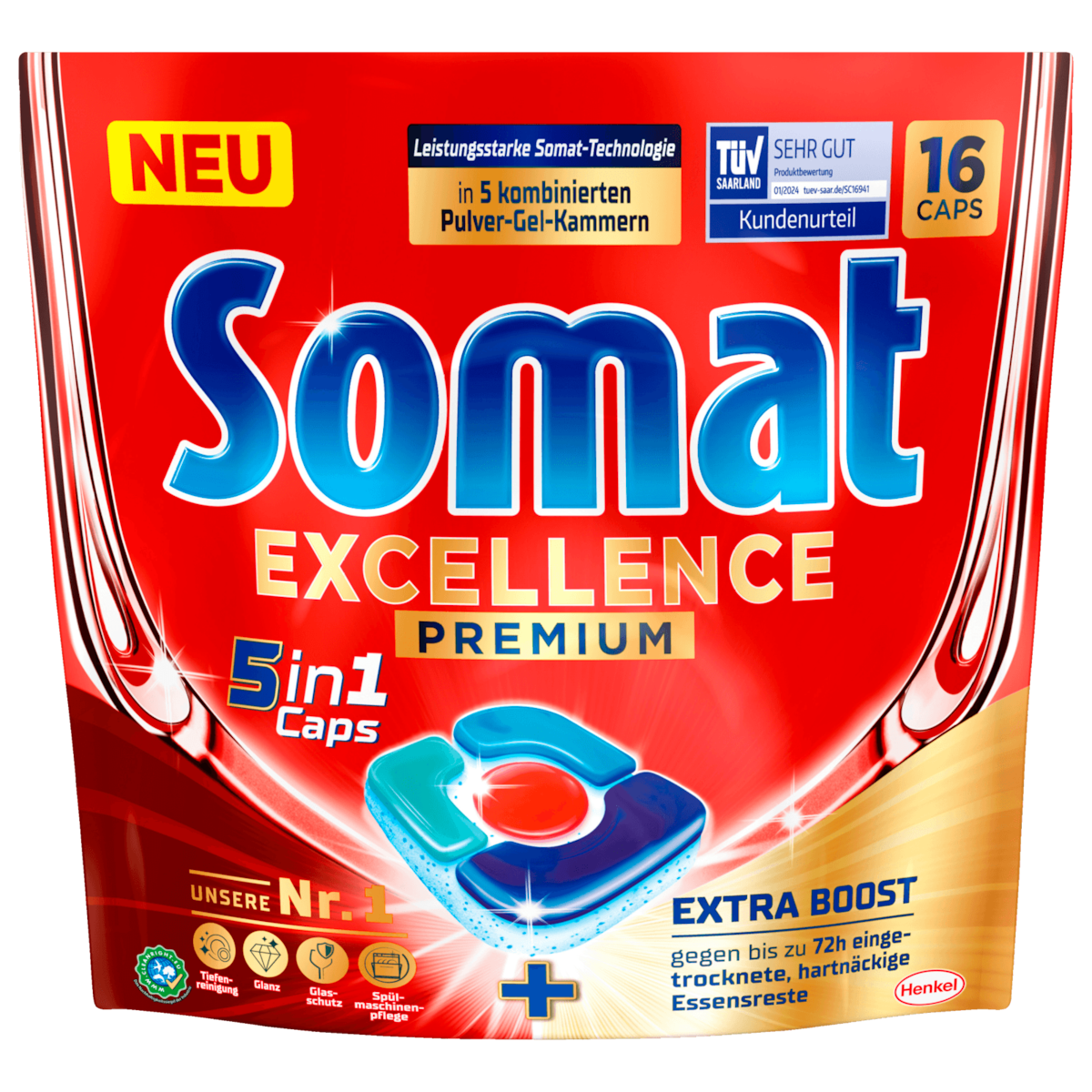 Somat Excellence Premium 5in1 Caps 16 Spülmaschinentabs 297,6g