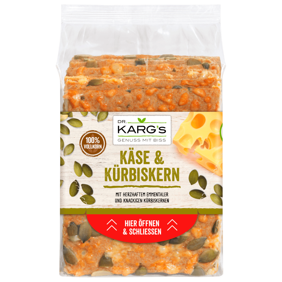 Dr. Karg's Vollkorn-Knäckebrot Käse & Kürbiskern 200g