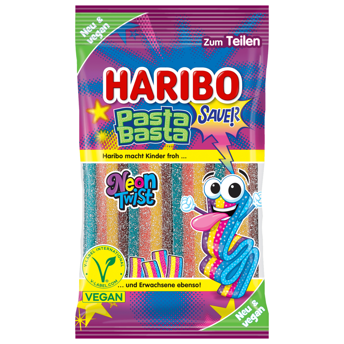 Haribo Pasta Basta Neon Twist Sauer vegan 160g