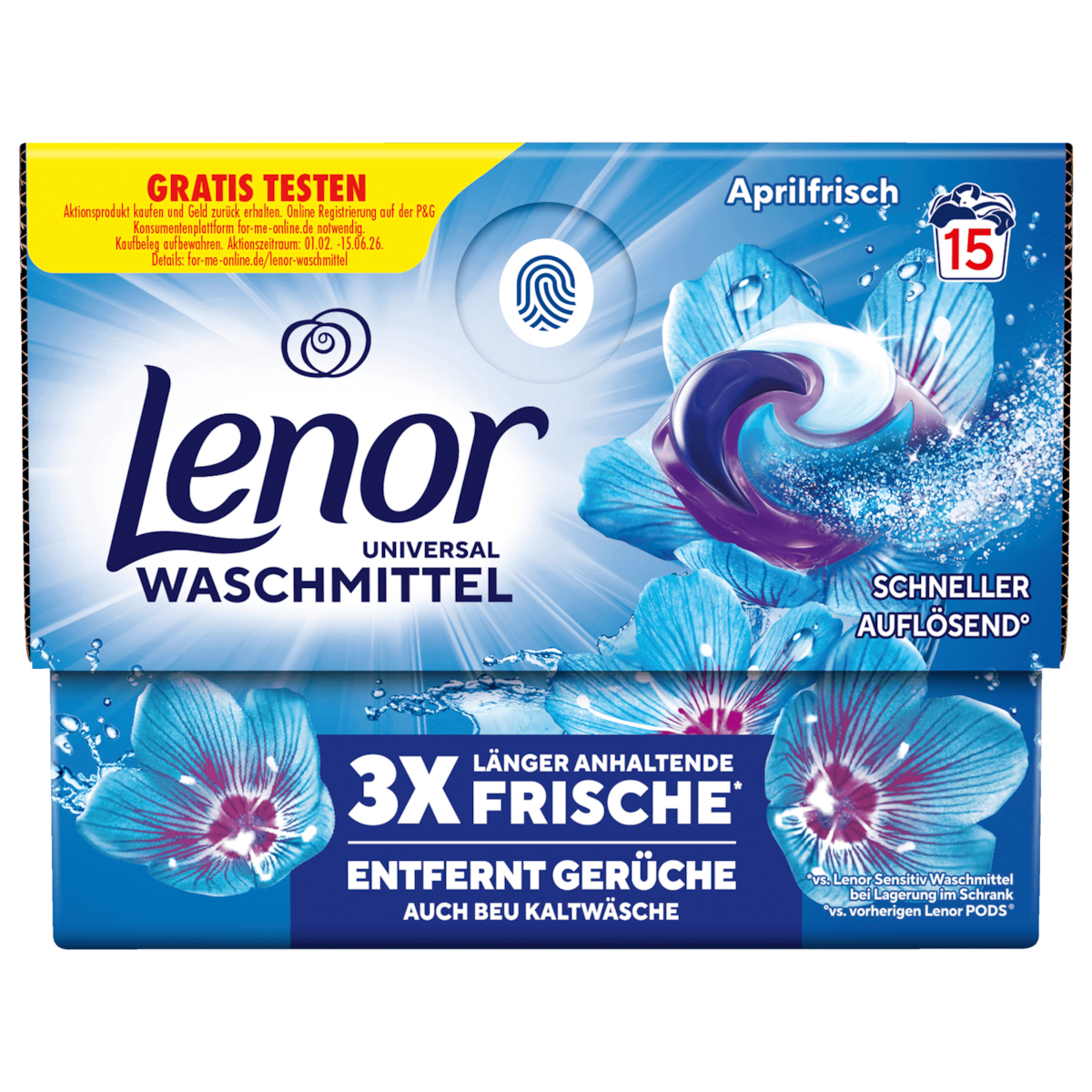 Lenor All-in-1 Vollwaschmittel Flüssig Pods Aprilfrisch 323g 15WL