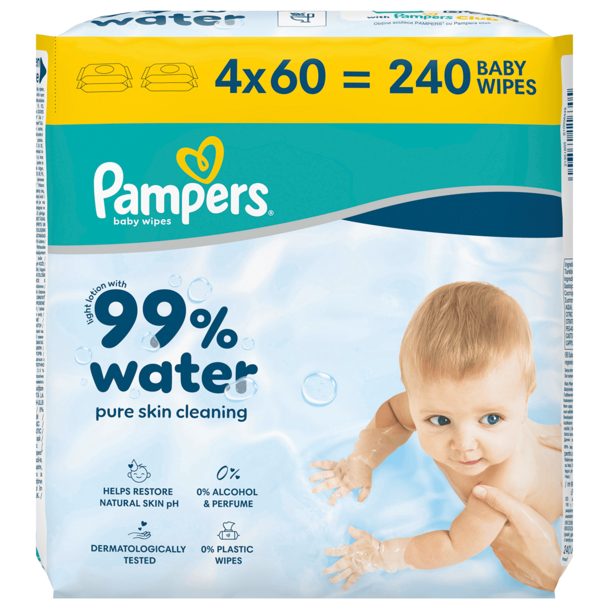 Pampers Feuchttücher 99% Water 4x60 Stück