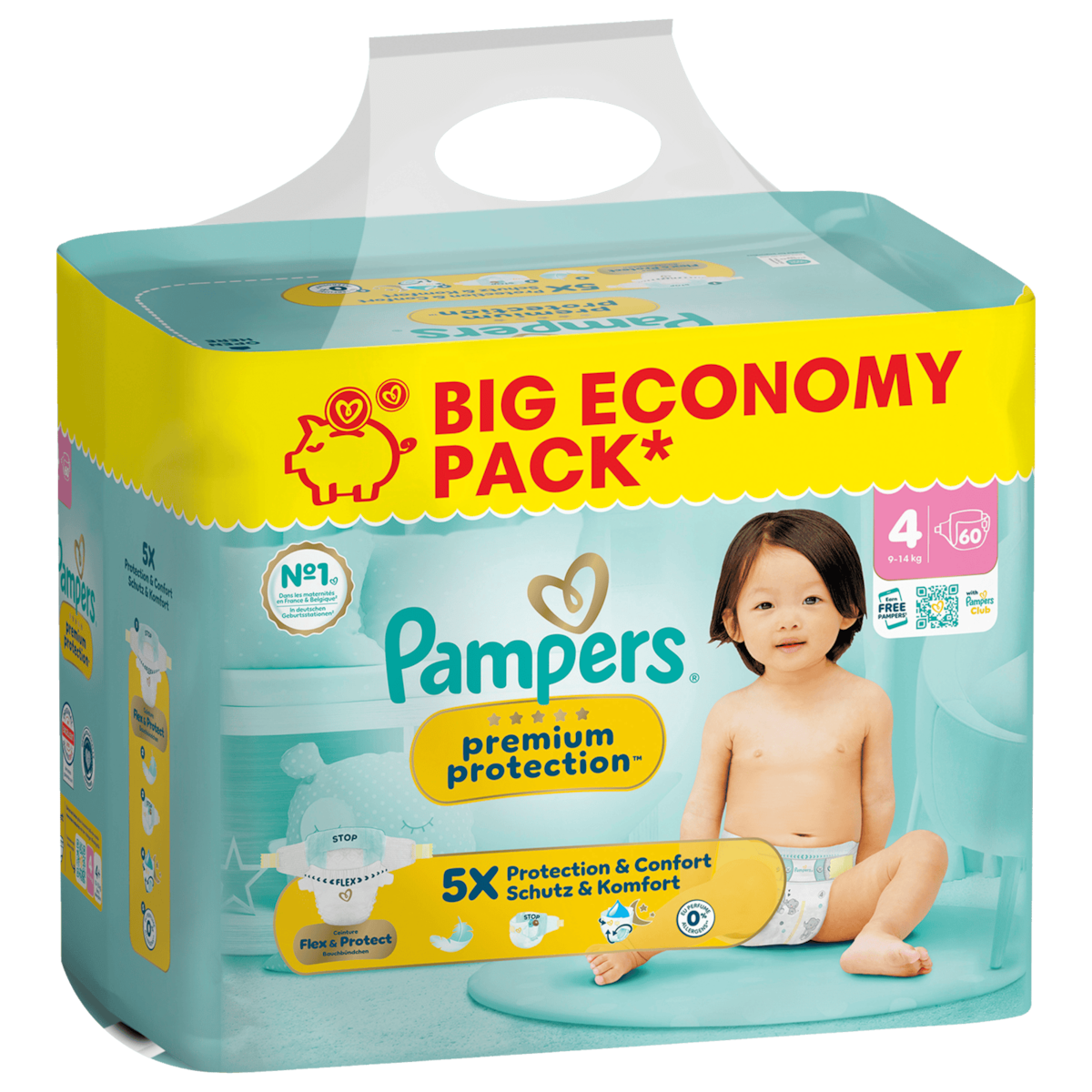 Pampers Premium Protection Windeln Gr.4 Maxi 9-14kg 60 Stück