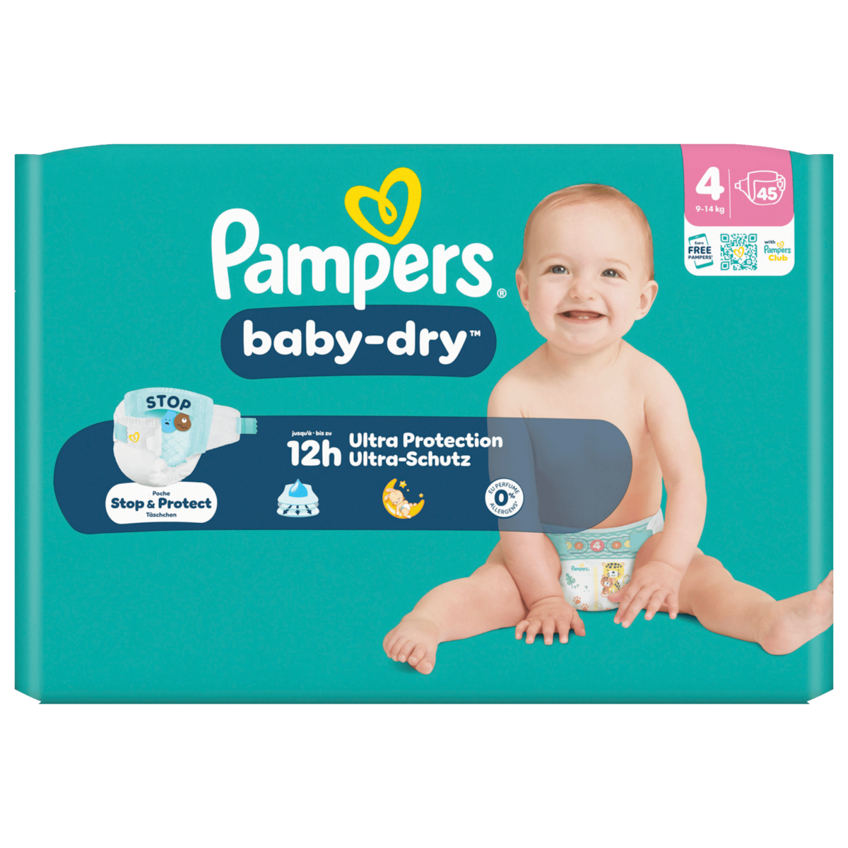 Pampers Baby-Dry Windeln Gr.4 9-14kg 45 Stück