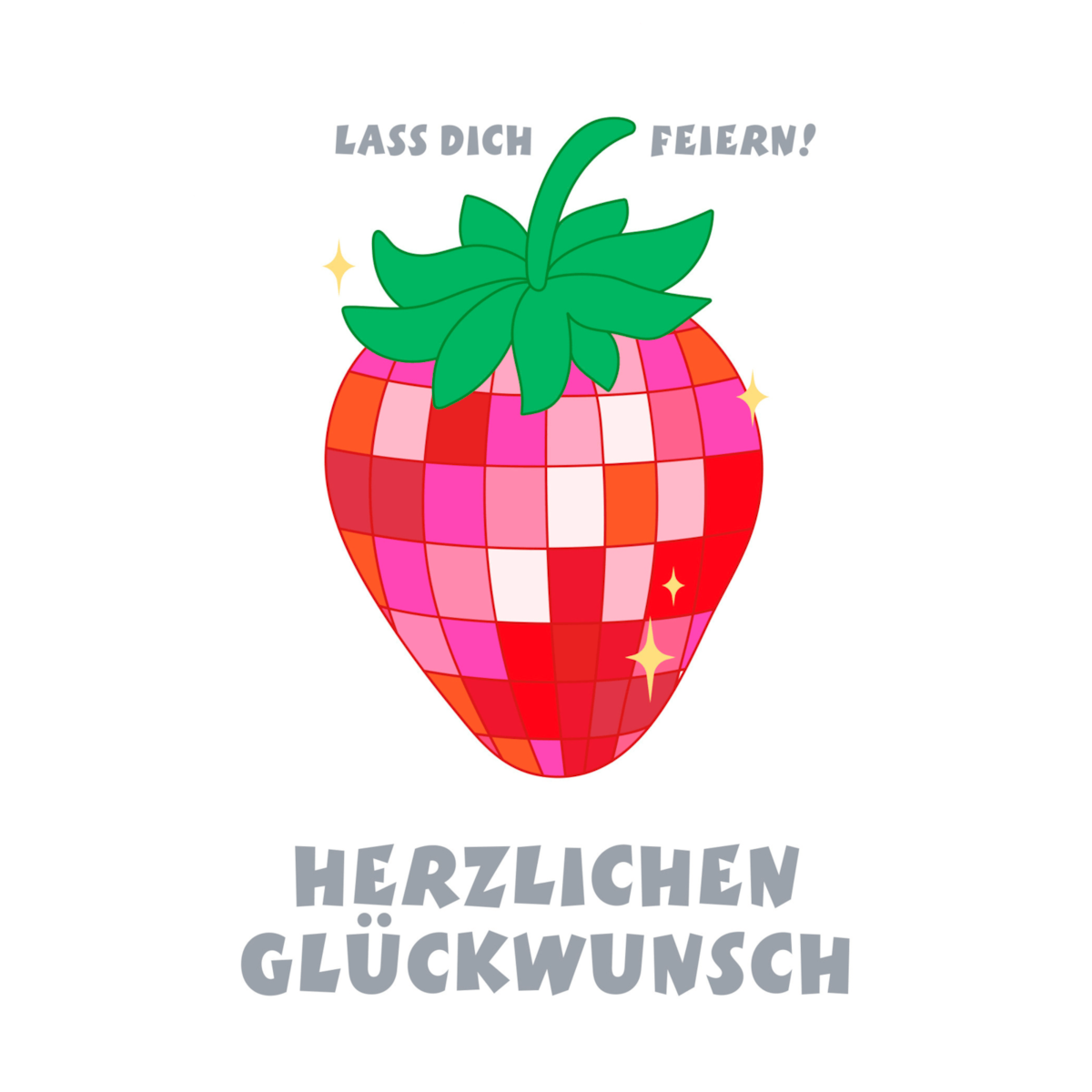 Grußkarte Geburtstag Funky Erdbeere 11,5x17cm