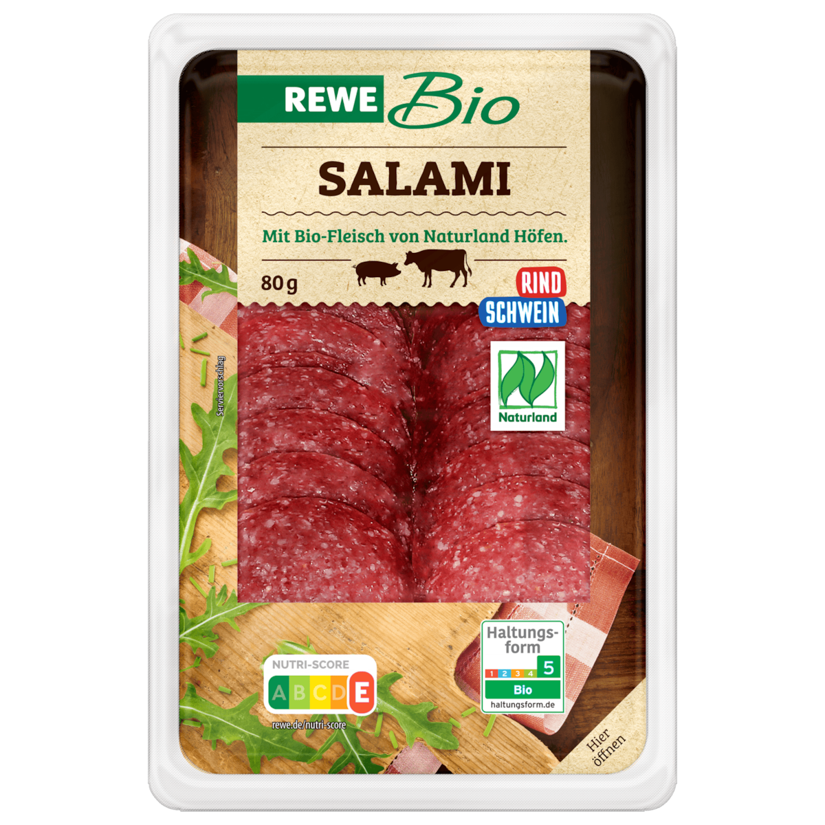 REWE Bio Salami Rind & Schwein 80g