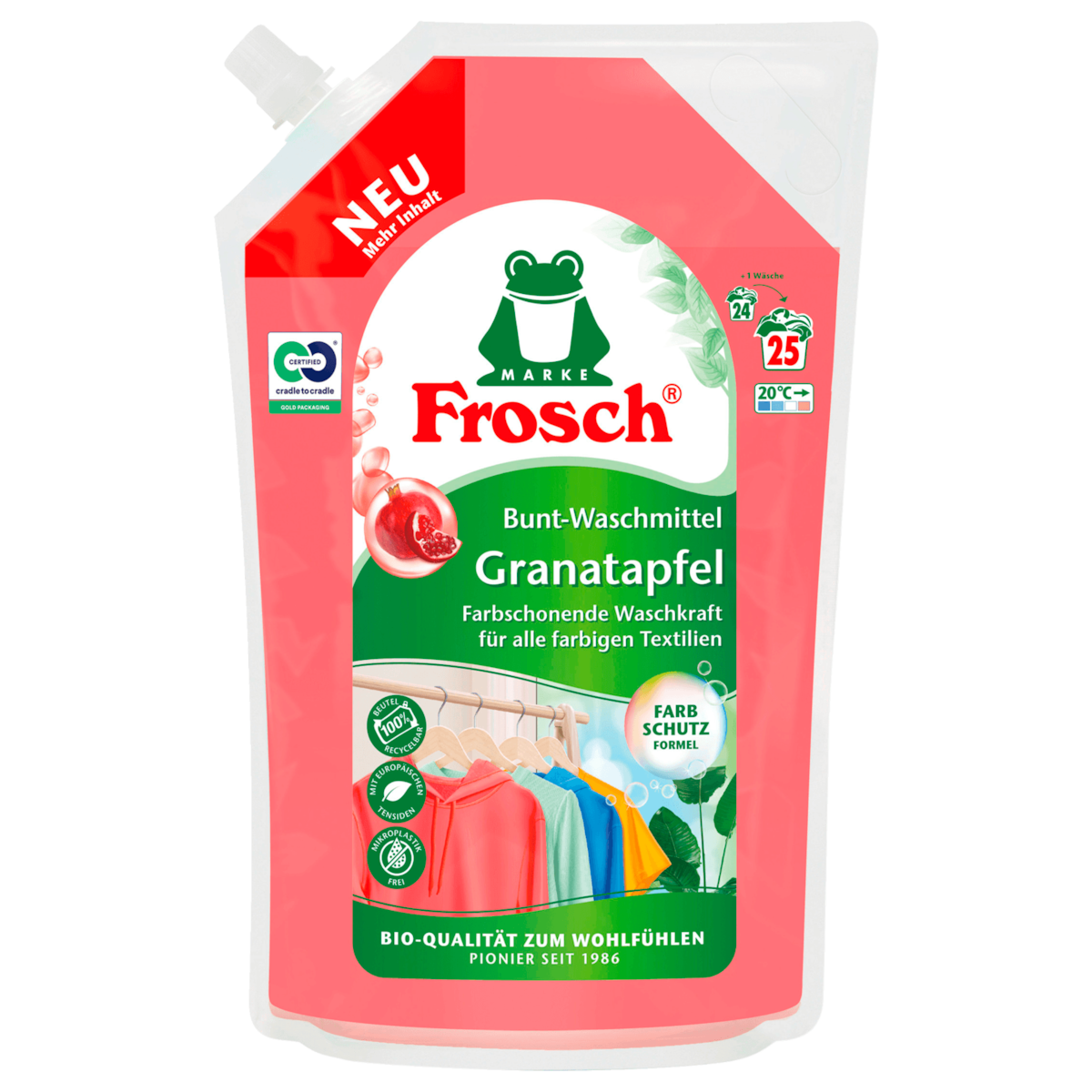 Frosch Bunt-Waschmittel Granatapfel Flüssig 1,5l 25WL