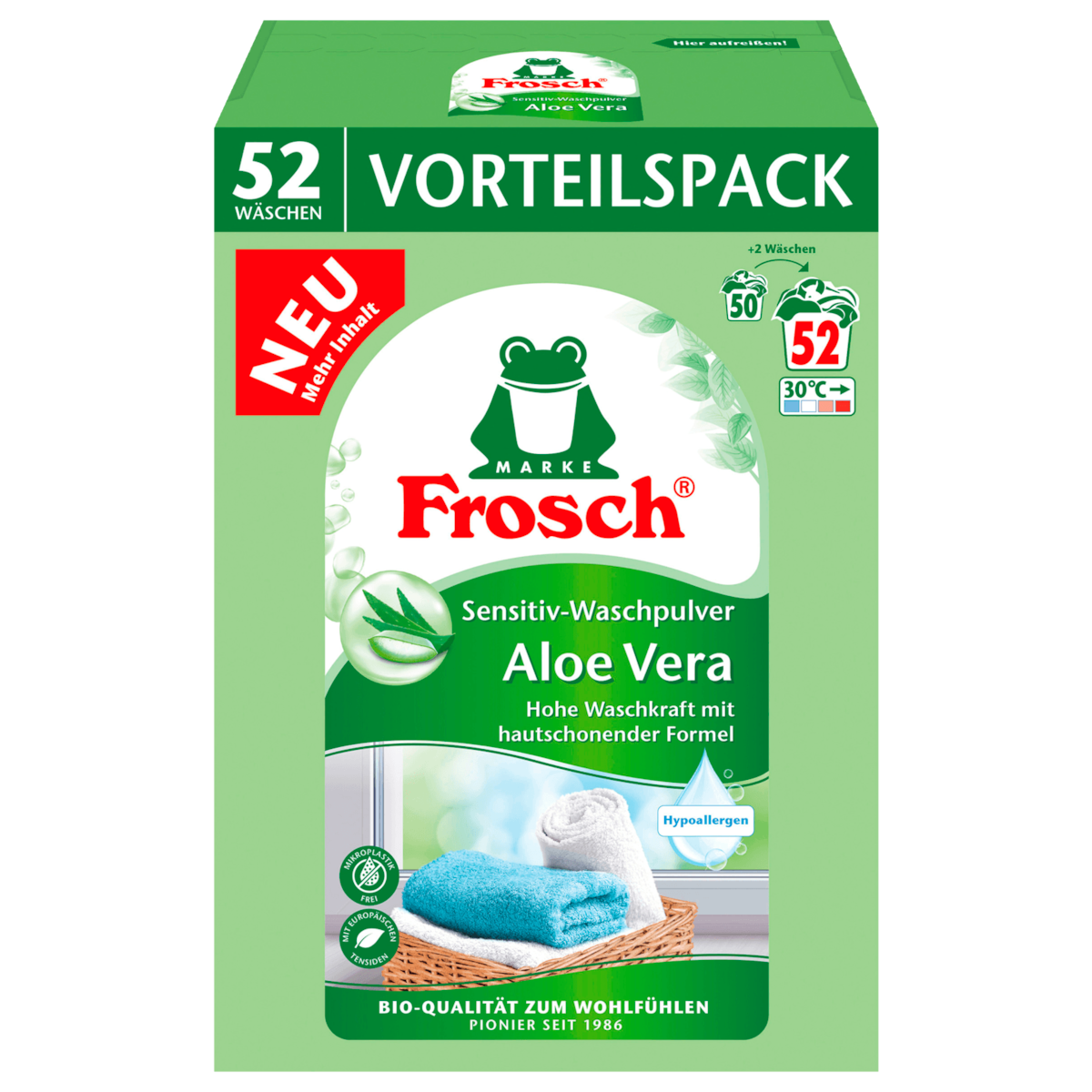 Frosch Waschpulver Sensitiv Aloe Vera 3,432kg 52WL