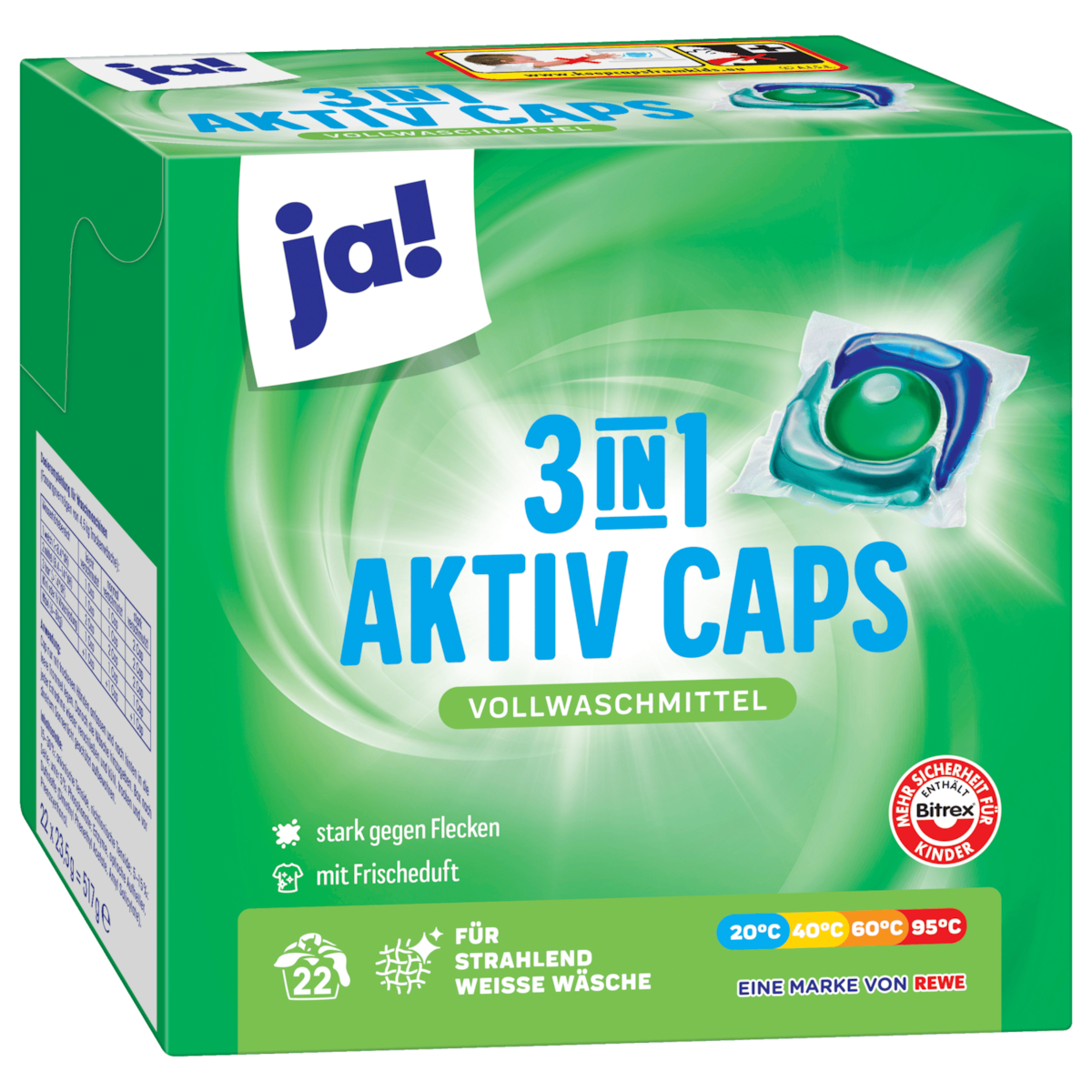 ja! Vollwaschmittel 3 in 1 Aktiv Caps 517g 22WL