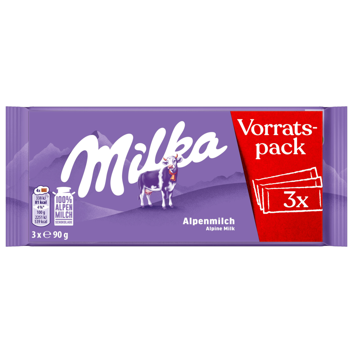Milka Schokoladentafel Alpenmilch Multipack 3x90g