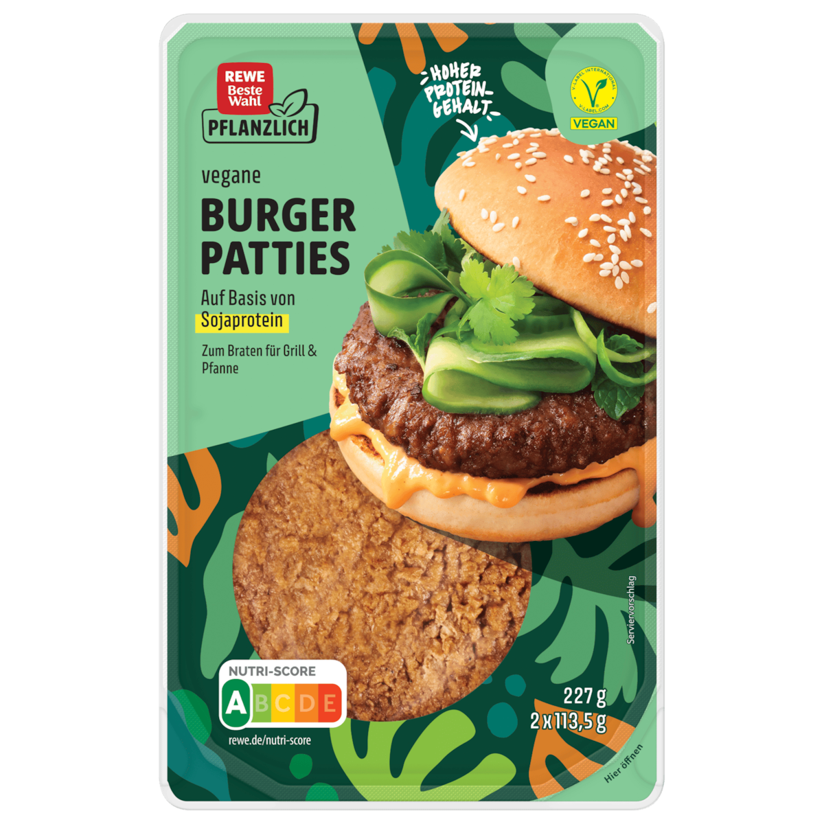 REWE Beste Wahl Premium Burger Patties Vegan 225g