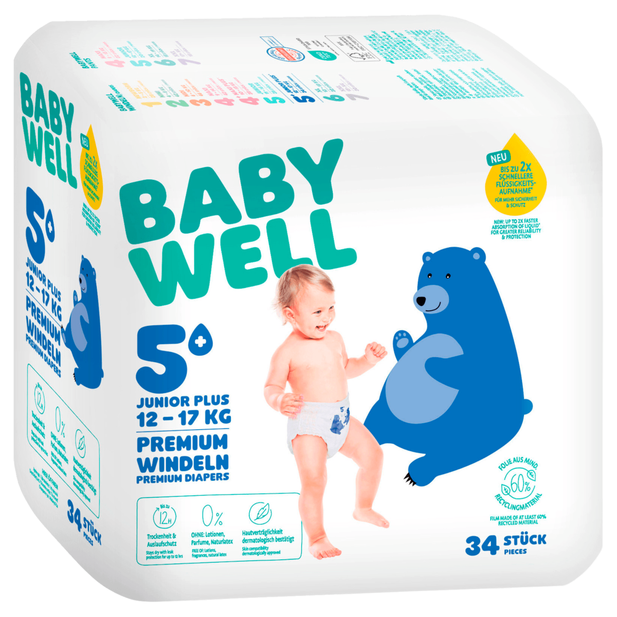 Babywell Windeln Gr.5+ 12-17kg 34 Stück