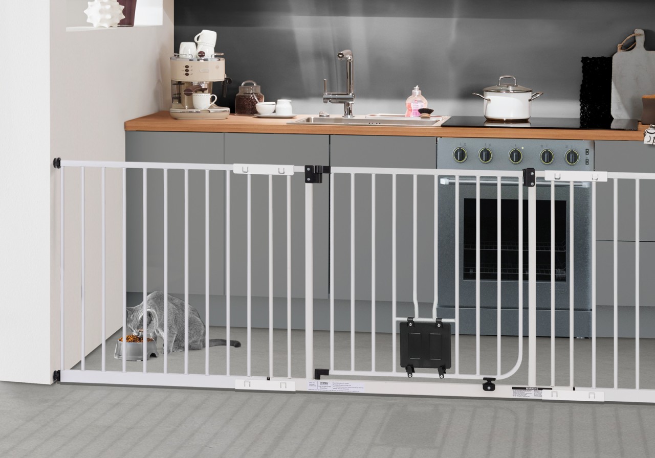 IMPAG® Absperrgitter Easy Step mit breiter Tür mit Katzenklappe...