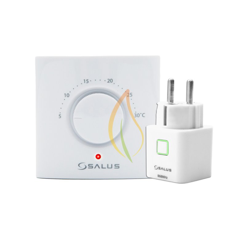 Salus Funk-Raumthermostat Set mit ERT20TXB analog Thermostat und Funk-Steckdosen Empfänger SPE868