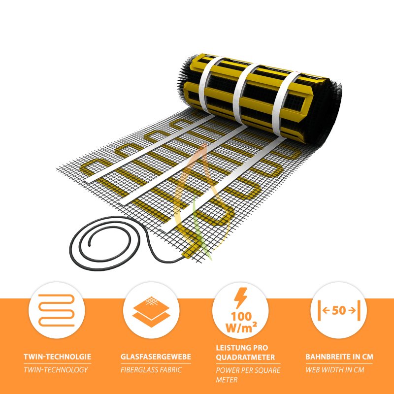 17/5 Gold Heizmatte 100Watt/m² 7,0m²