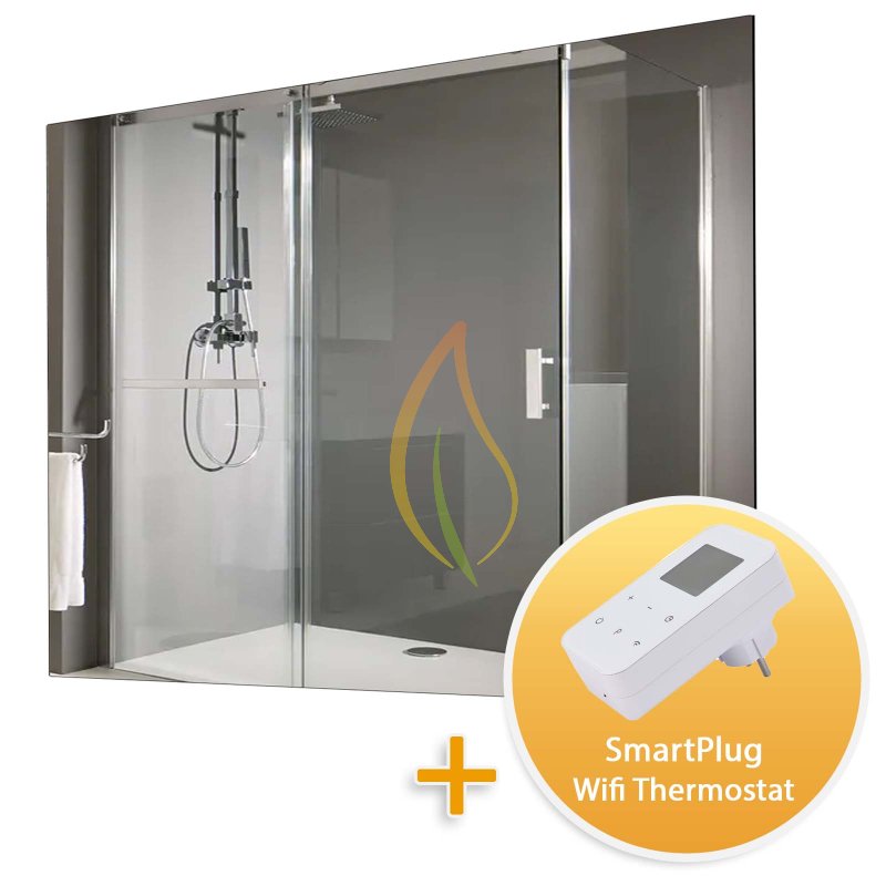 MD650-Plus Spiegel Infrarotheizung 60x120cm 650Watt mit Smart Steckdosenthermostat