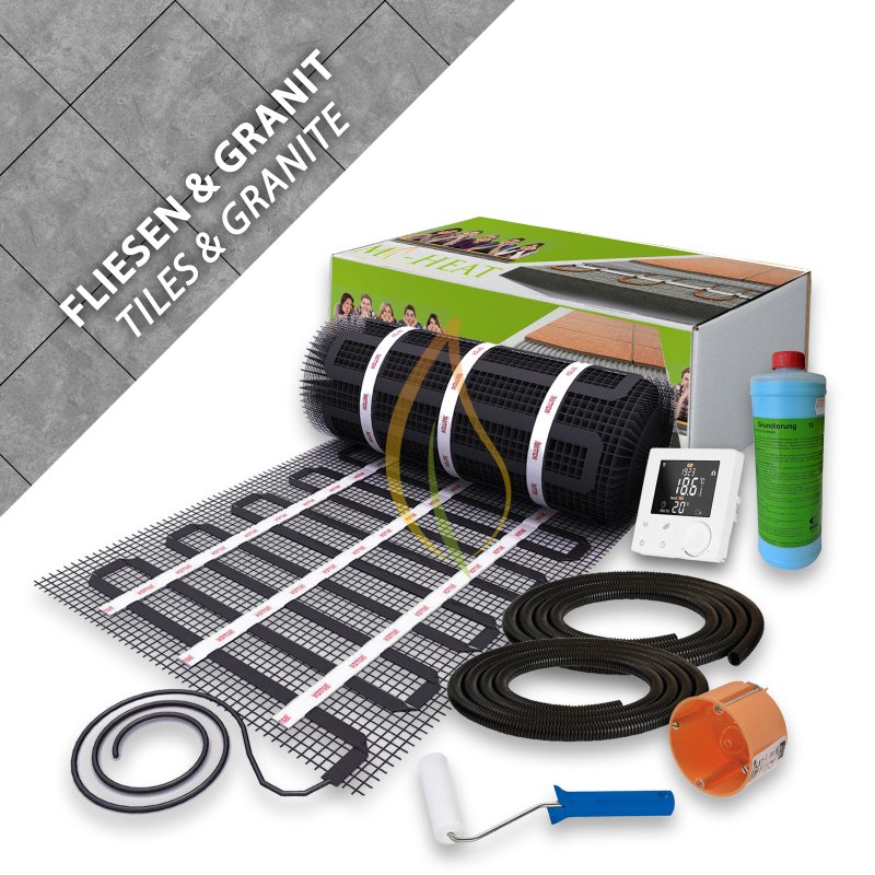 Komplett-Set Heizmatte für Fliese, Granit & Feinsteinzeug 1,5m²