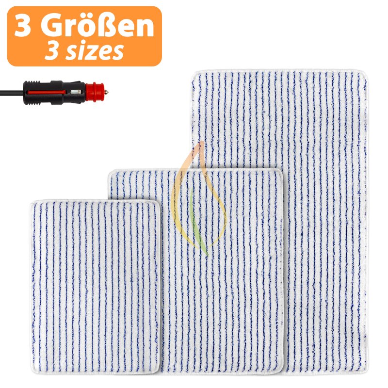 12V Heizteppich weiß/blau mit KFZ-Stecker 55x40cm / 55x65cm / 55x95cm