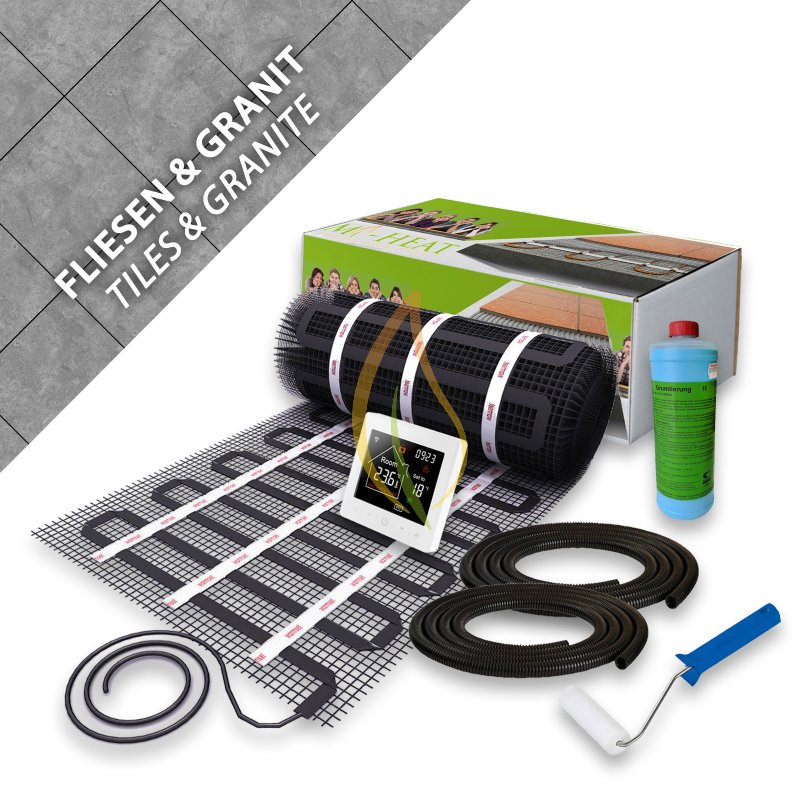 Komplett-Set Heizmatte für Fliesen, Granit & Feinsteinzeug 4,5m²