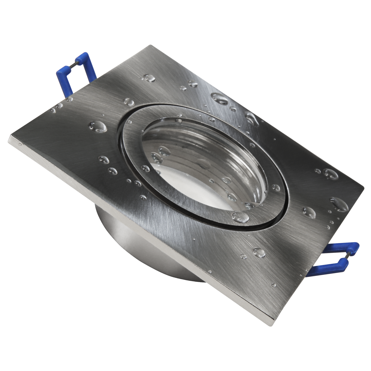 IP44 Bad Einbaustrahler eckig - Edelstahl gebürstet