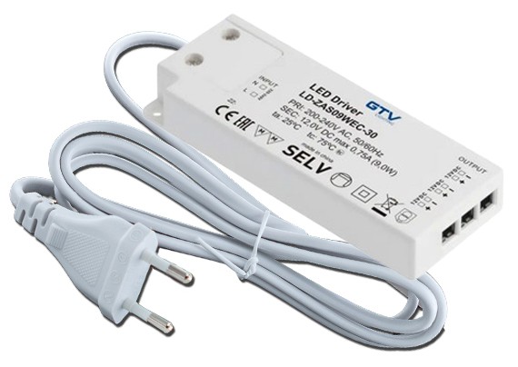 9Watt LED Trafo mit 3x Mini-AMP-Buchsen