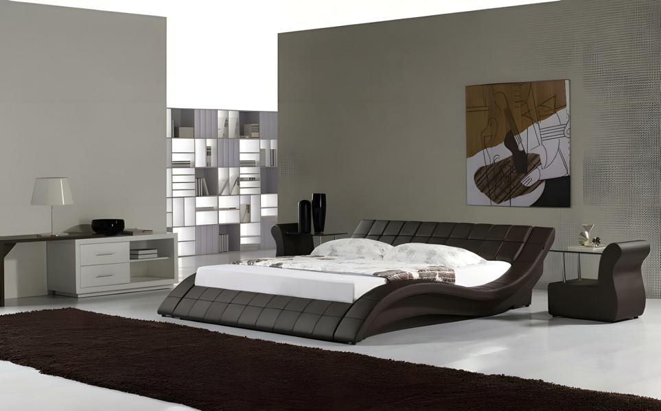 Bett Braun Schlafzimmer JV Möbel Liegefläche 180x200 Schlafzimmer Kunstleder