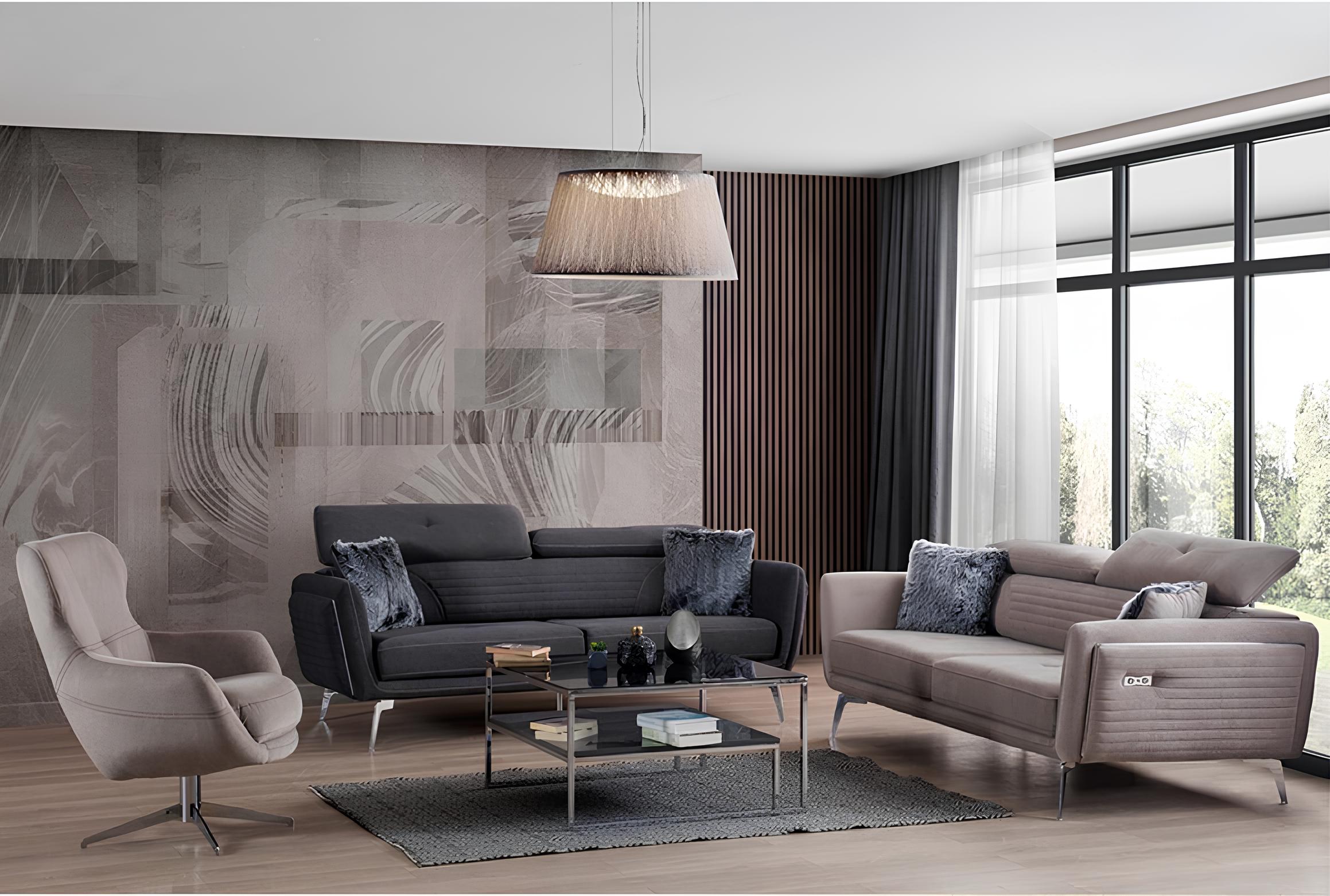 Sofa 2-Sitzer verstellbar Moderner Stil mittelweiche graue Textilien