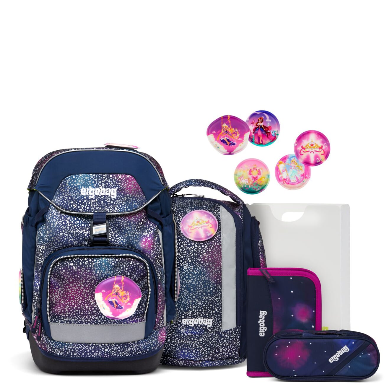 Ergobag Schulranzen Set 6tlg. Pack (2024) Bärlaxy (SUPER REFLEX GLOW Edition)