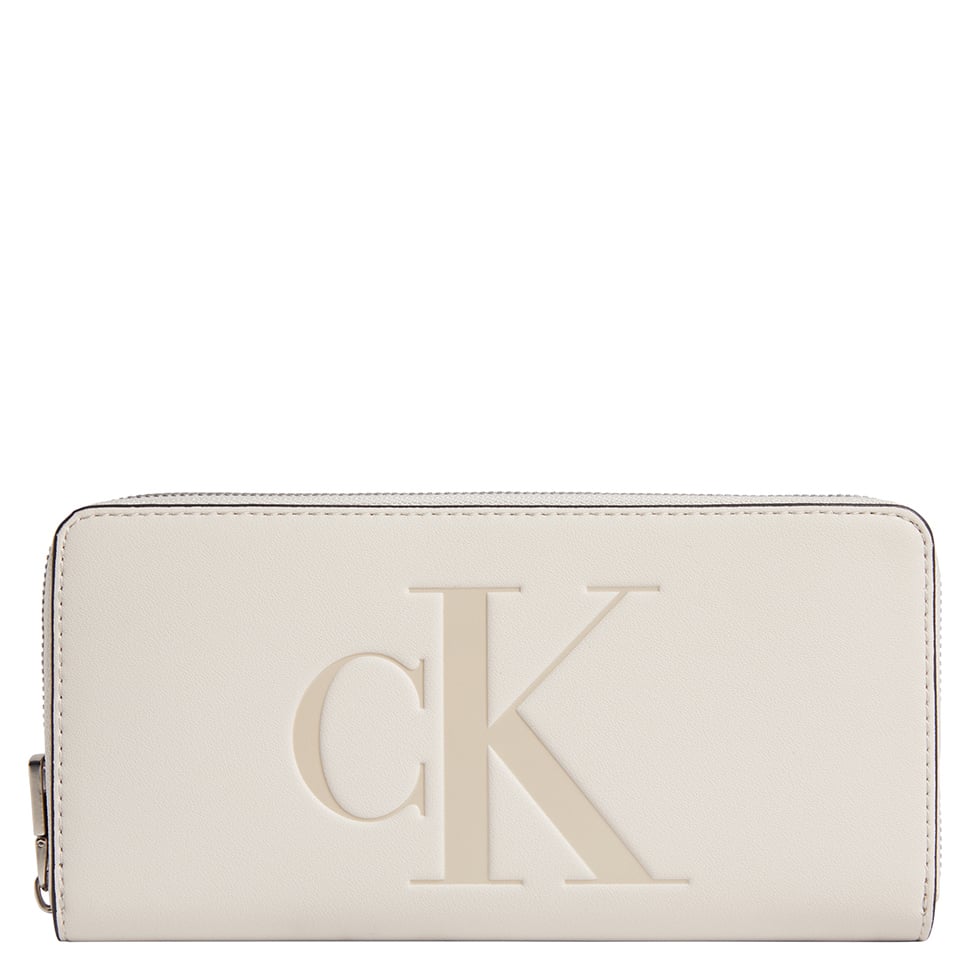 Calvin Klein Jeans Langbörse Damen Sculpted Zip Around Mono eggshell