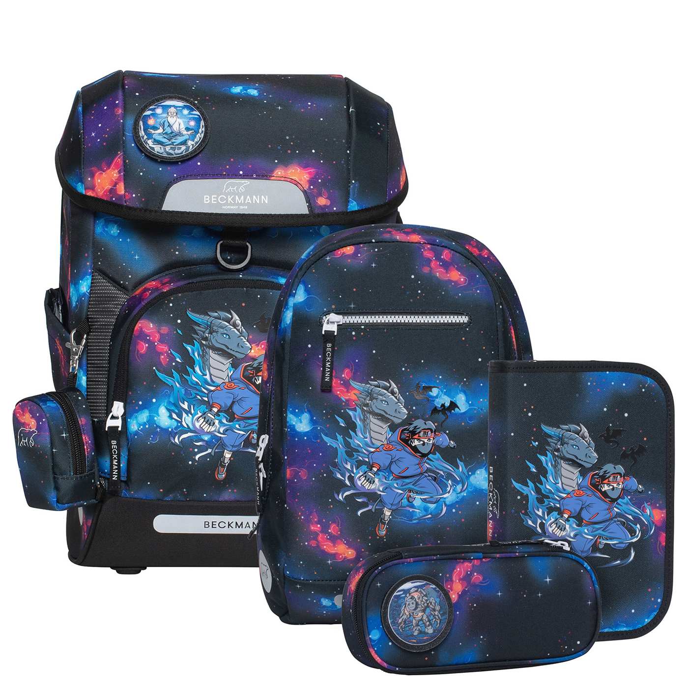 BECKMANN Norway Schulranzen Set 6tlg. Plus Air Ninja Elements