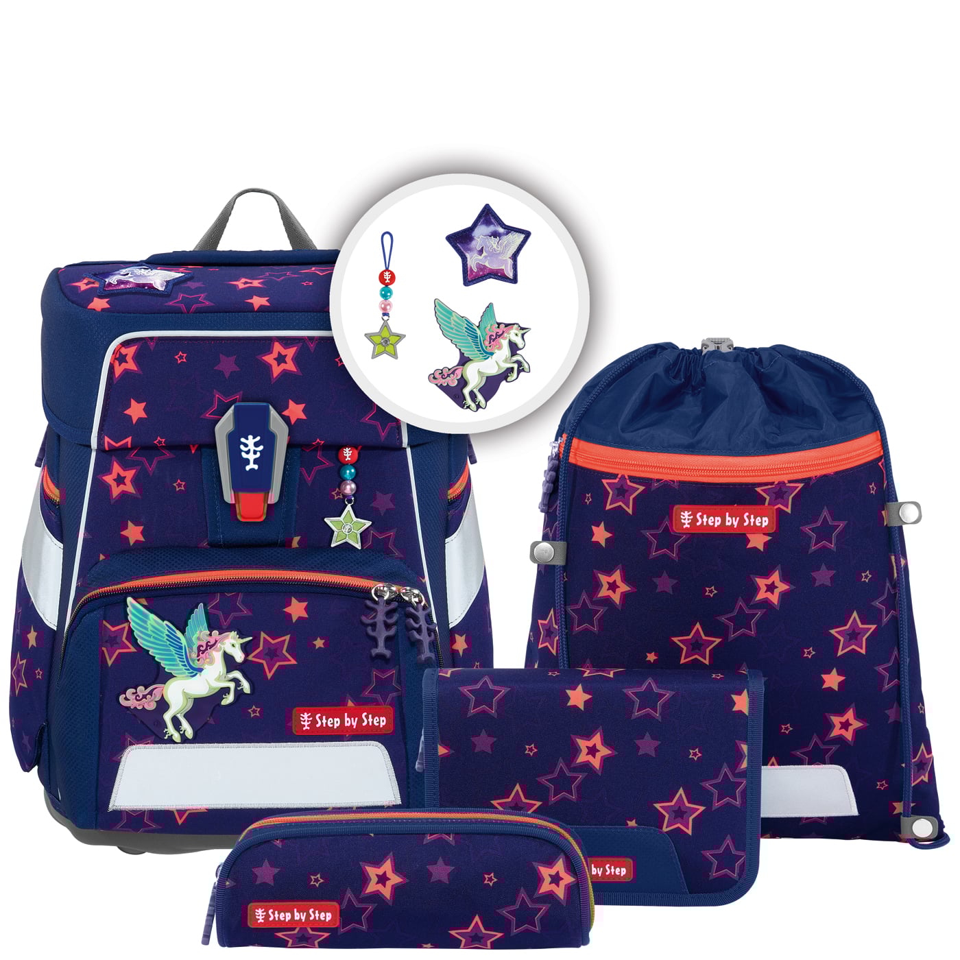 Step by Step Schulranzen Set 5tlg. Space Shine Pegasus Night Nuala
