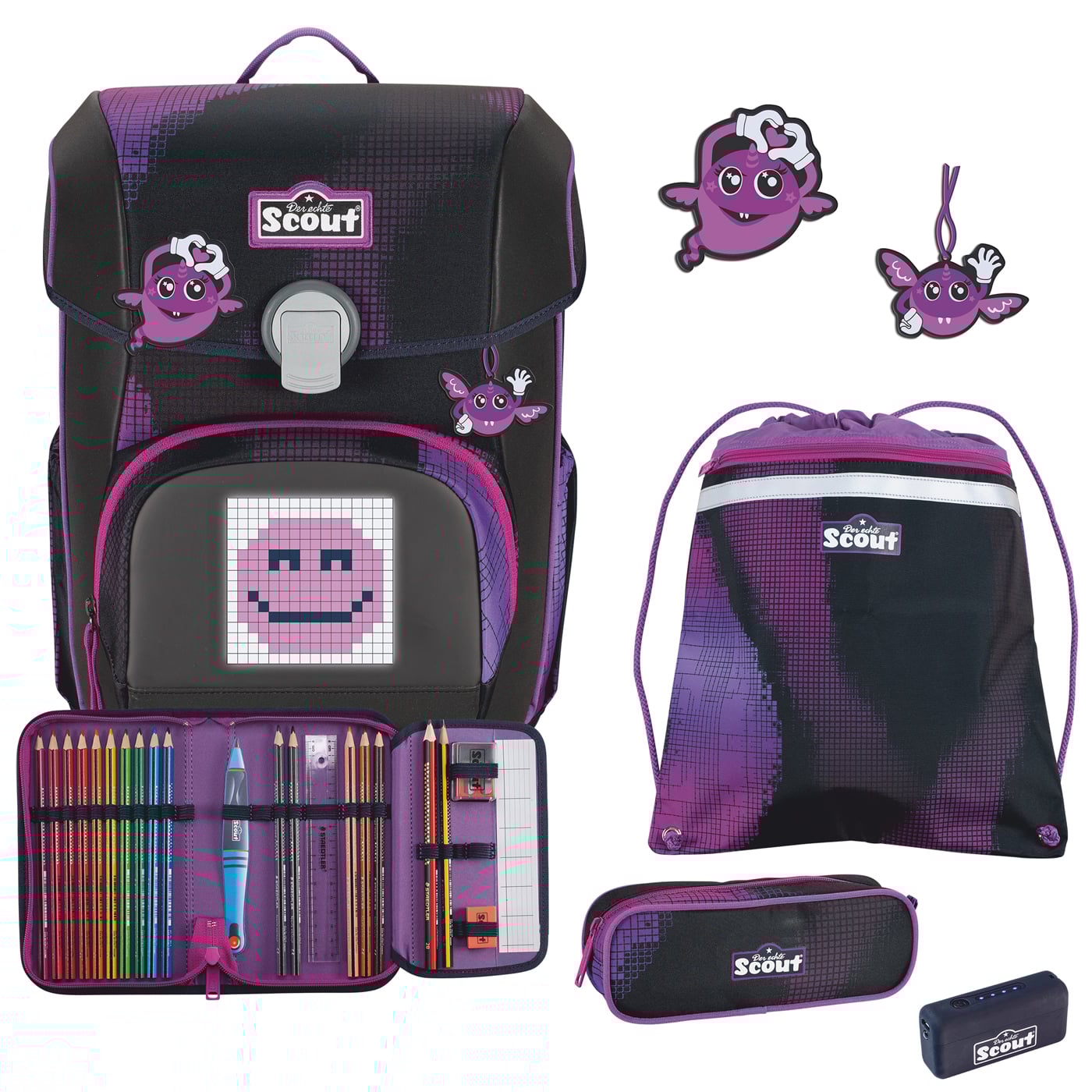 Scout Schulranzen Set 4tlg. Neo Movie Star pink pixel