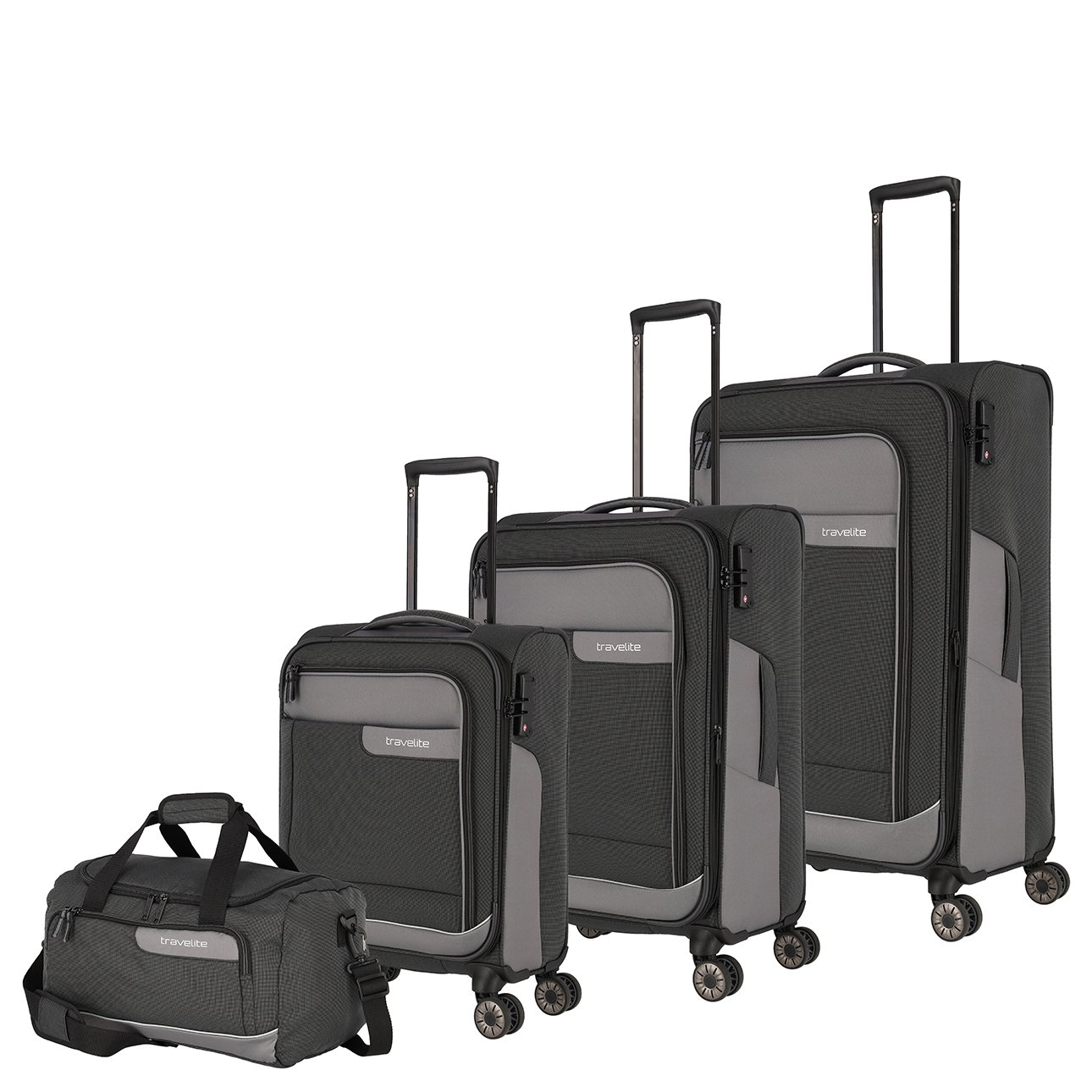 Travelite Kofferset Viia 4w L/M/S Reisetasche Schiefer