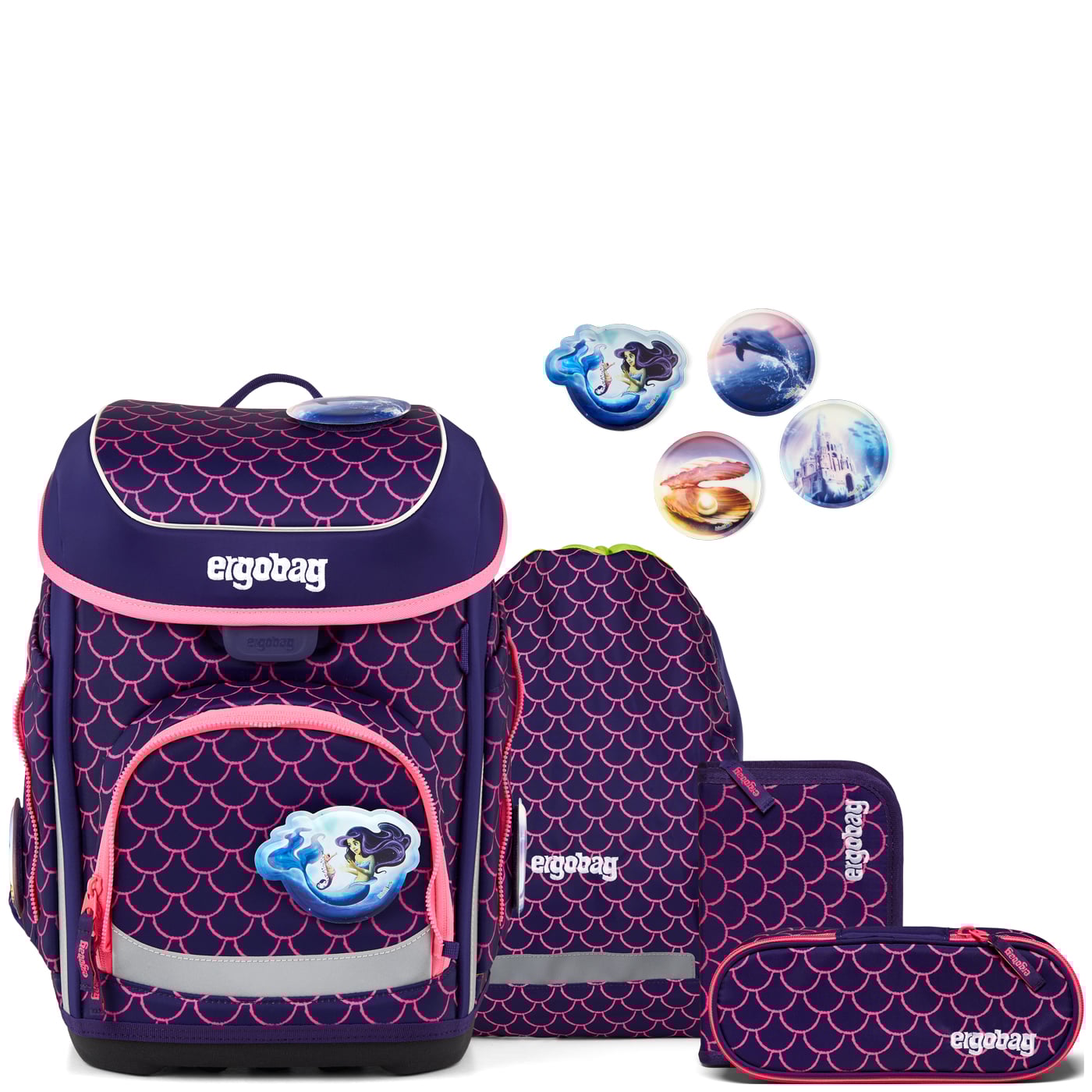 Ergobag Schulranzen Set 5tlg. Cubo Light Color Flash Edition (2026) PerlentauchBär