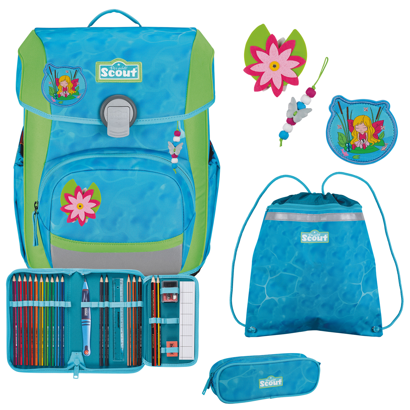 Scout Schulranzen Set 4tlg. Neo water lily
