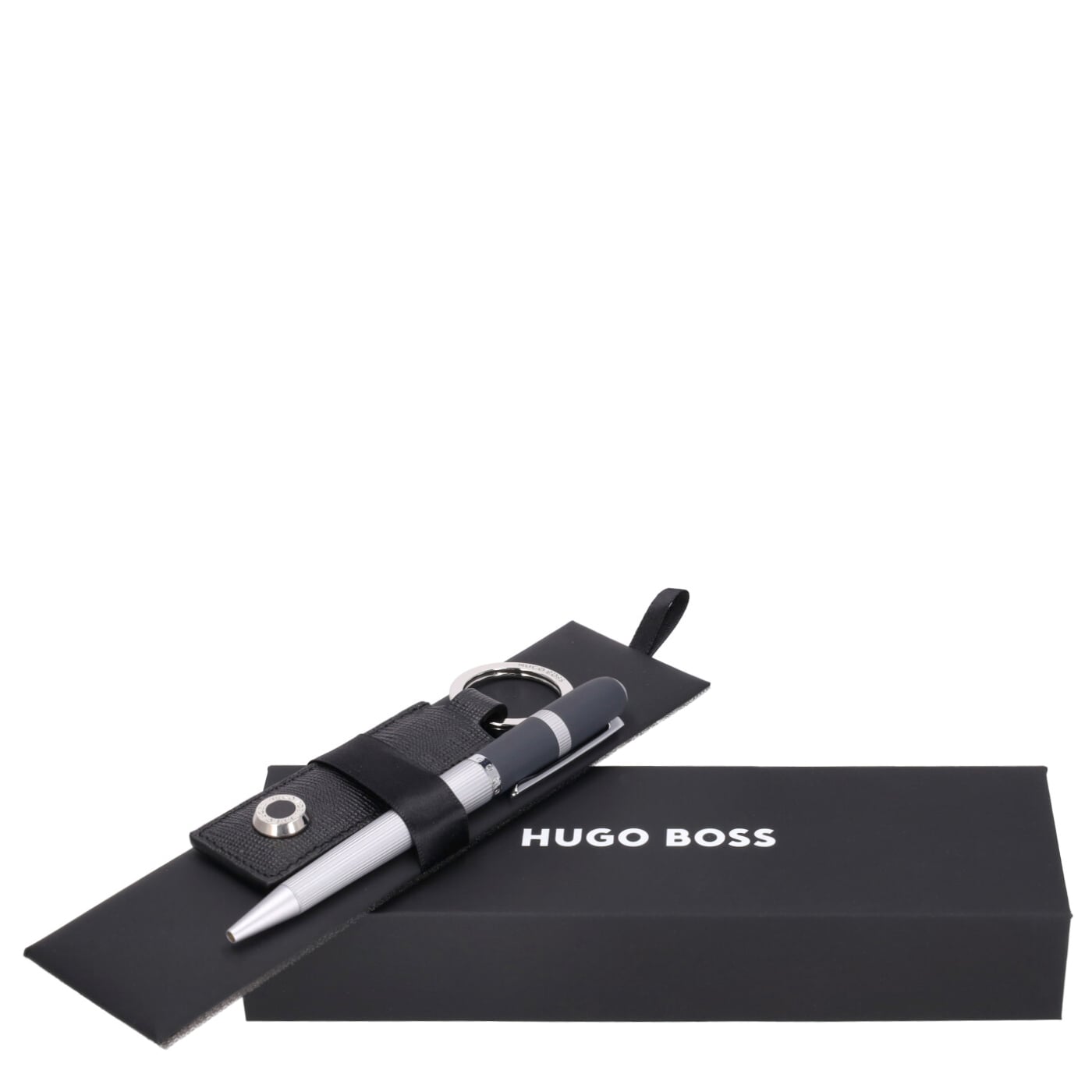BOSS Schlüsselanhänger und Kugelschreiber Geschenkset schwarz