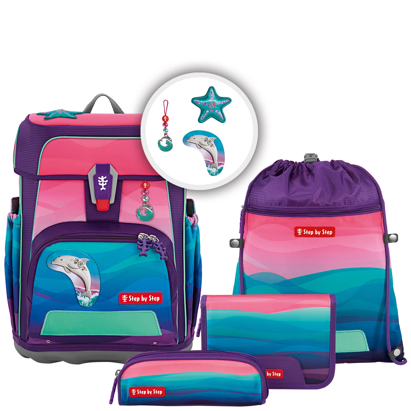 Step by Step Schulranzen Set 5tlg. Cloud Ocean Dolphin Lana