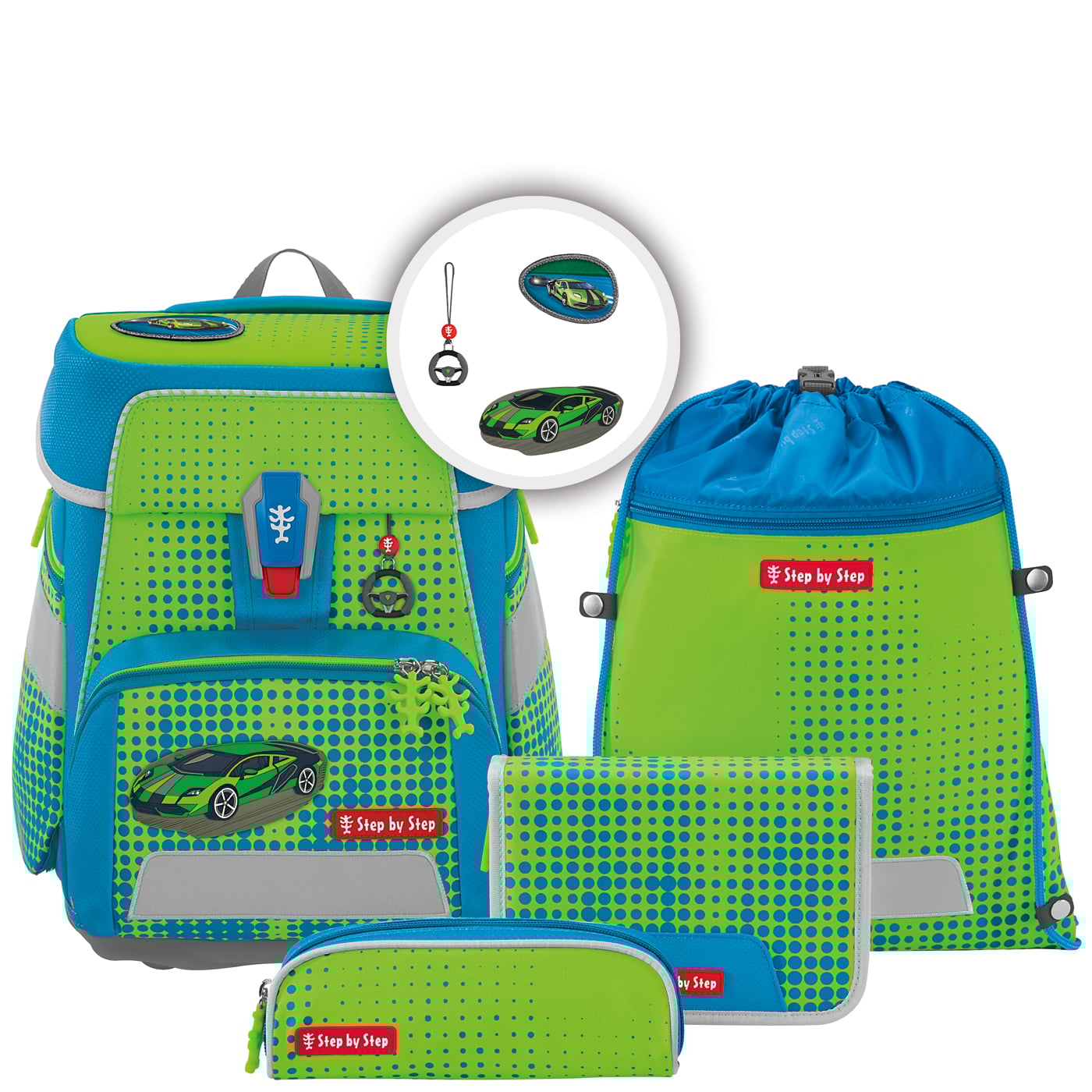 Step by Step Schulranzen Set 5tlg. Space Neon race car chuck