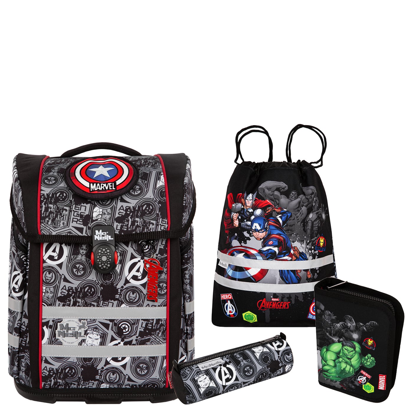 McNeill Schulranzen Set 5tlg. Perfecto (2025) Marvel Avengers