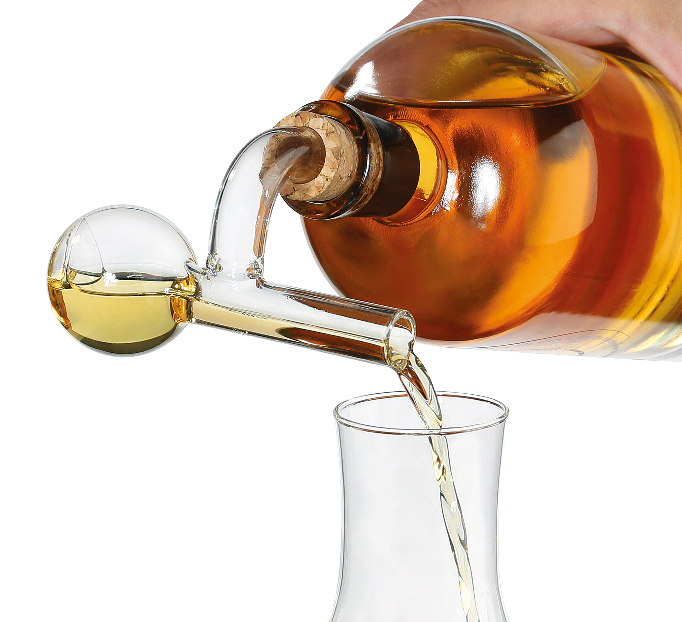 Dosierausgießer PRECISO 2 cl,t für Spirituosen, Öl Borosilikatglas, Kork, präsises Abmessen 