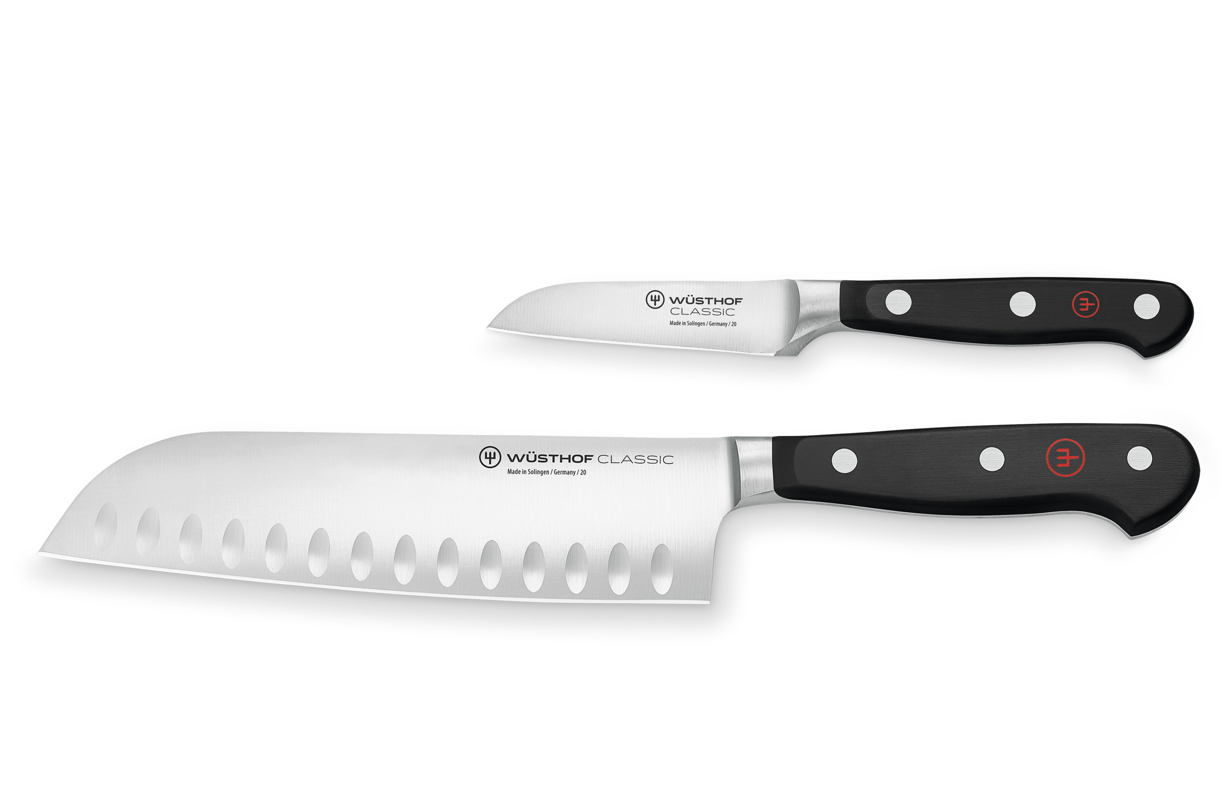 Messersatz CLASSIC mit 2 Messern 1x Gemüsemesser, 1x Santoku mit Kulle