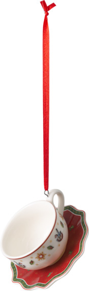 Toy`s Delight Ornament Tasse mit Untere in rot Porzellan Anhänger 