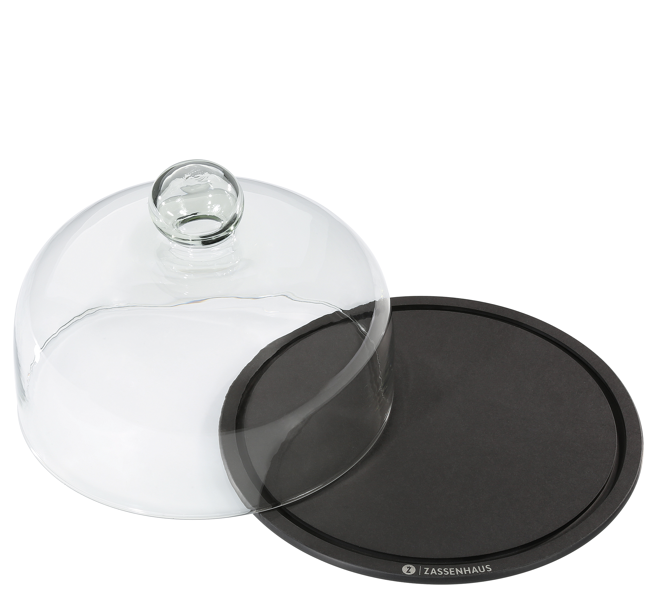 Käseglocke mit Glasdeckel Ø 23 cm Brett aus Holzfiberlaminat mit Glasdeckel