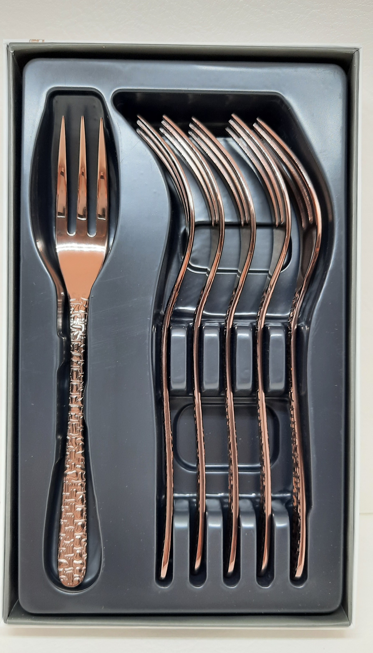 Besteck Venezia 6 Kuchengabeln Edelstahl PVD Kupfer