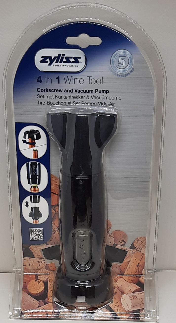 Zyliss Korkenzieher & Vakuumpumpe incl.Folienschneider und 2 Flaschenstöpseln 