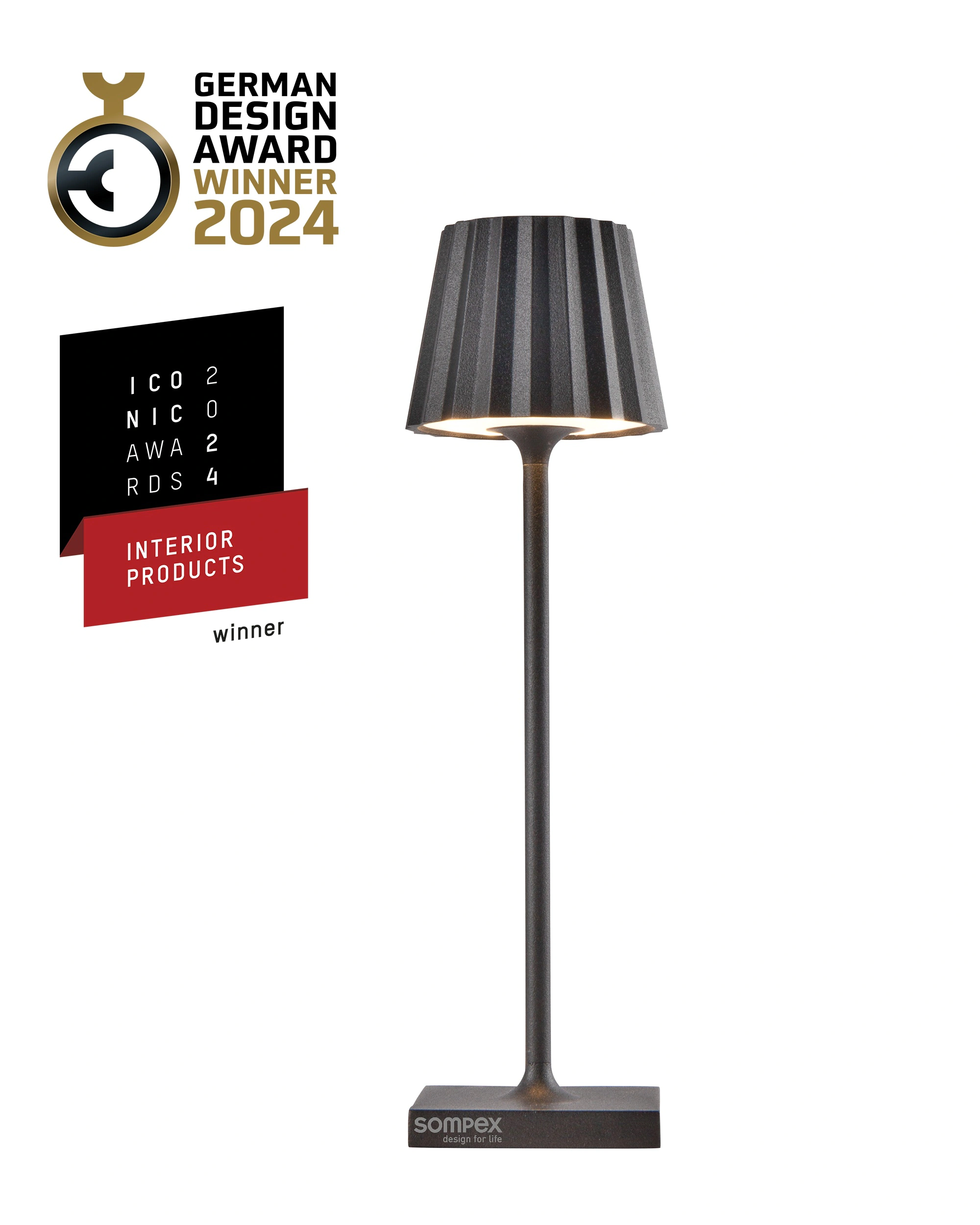 TROLL NANO - antrhazit, Akku-Tischleuchte Indoor & Outdoor, dimmbar, 2 Lichtfarben, inkl. Ladestation 